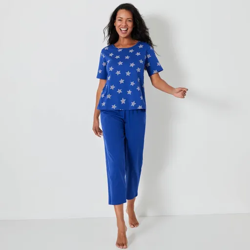 Pijamale cu pantaloni 3/4 și imprimeu cu stele