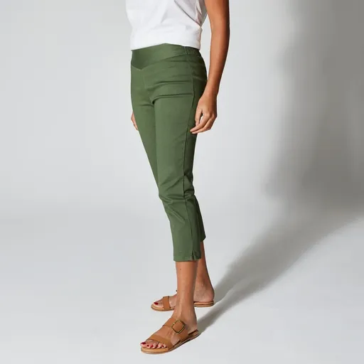 Pantaloni extensibili 7/8 cu efect de burtă plată