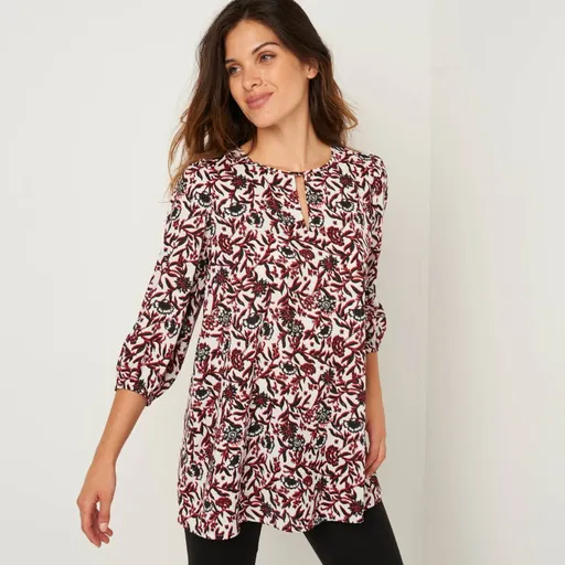 Tunică fluidă cu imprimeu floral