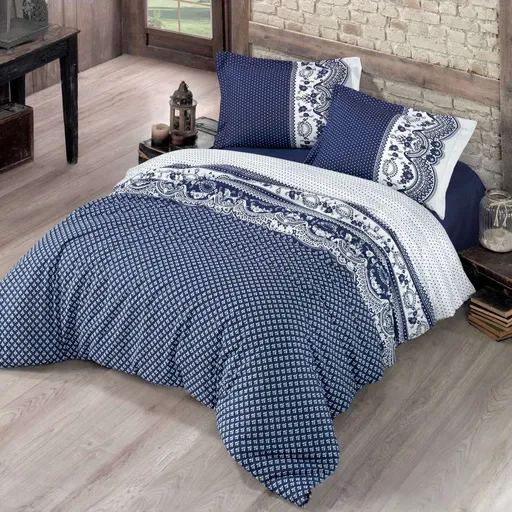 Lenjerie de pat din bumbac Canzone albastră, 140 x 220 cm, 70 x 90 cm, 140 x 220 cm, 70 x 90 cm