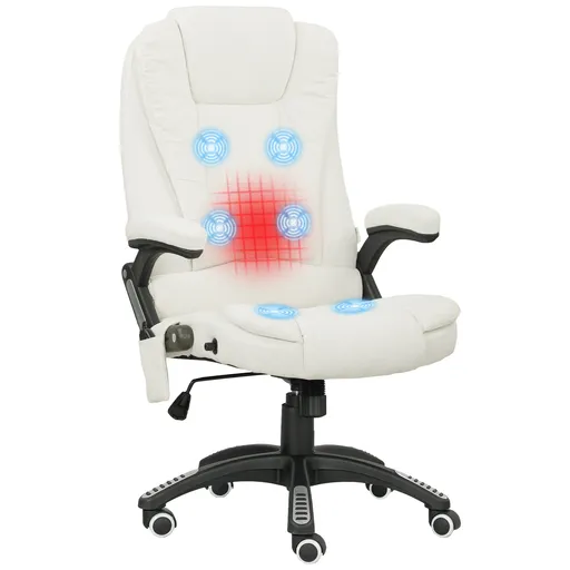 Vinsetto Scaun de birou ergonomic cu funcție de masaj, 68 x 72 x 110–120 cm, Crem | Aosom Romania