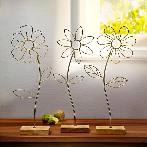 Flori decorative metalice Aura, set de 3 bucăți
