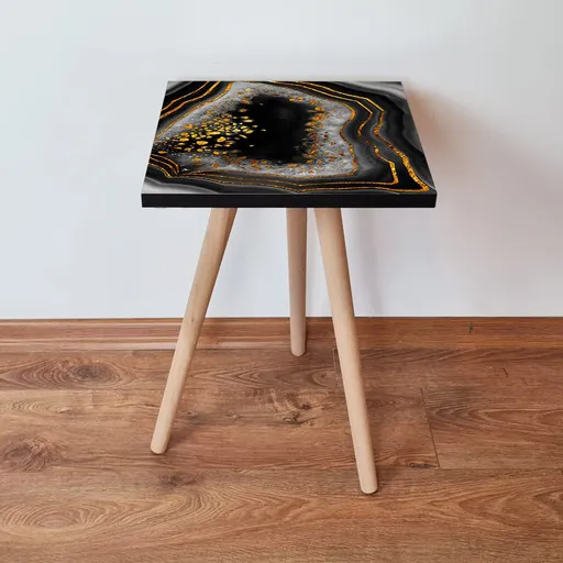 Masuta, Hanah Home, Shp76, 35x42x35 cm, Negru / Auriu / Alb