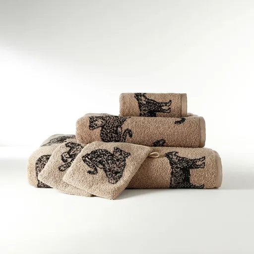 Set prosop terry cu motiv leopard 450g/m2