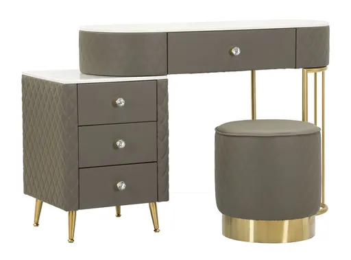 Mauro Ferretti Masă De Camera Cu Taburet Gri cm 120X40X75 (Dimensiune Taburet Ø36X39) | Aosom Romania