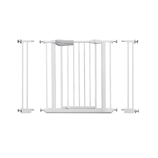 Babify Barieră de siguranță pentru copii, albă, universală de la 65 la 95 cm, cu 2 extensii și kit de balustradă