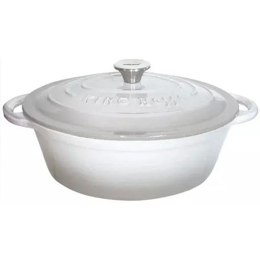 Oala de fonta cu capac Kinghoff KH 1613, 6.2 L, 33 см, Forma ovala, Emailata, Inductie, Gri