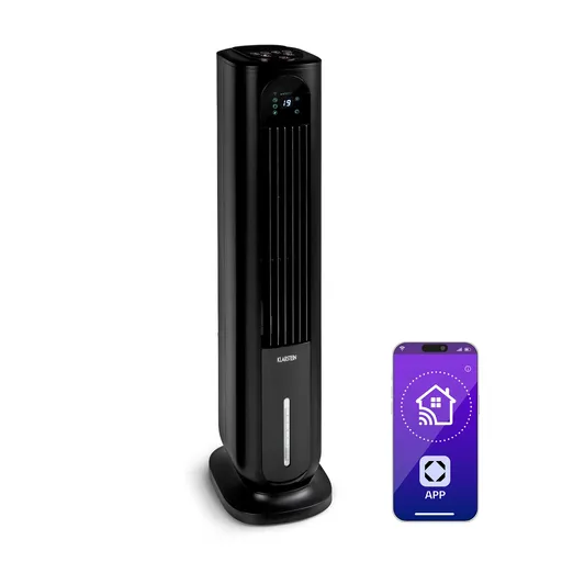Klarstein Polar Tower Smart, ventilator, răcitor de aer, 7L, 85W, telecomandă, 5 cutii de răcire