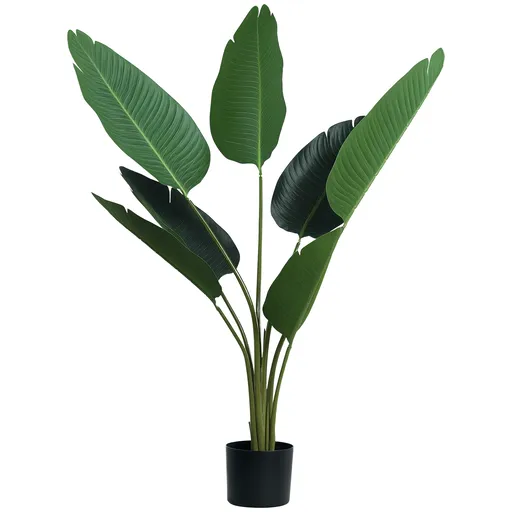 Outsunny Planta Artificiala Pasarea Paradisului Inalta 120cm, Planta Artificiala Strelitzia pentru Interior si Exterior cu Ghiveci | Aosom Romania