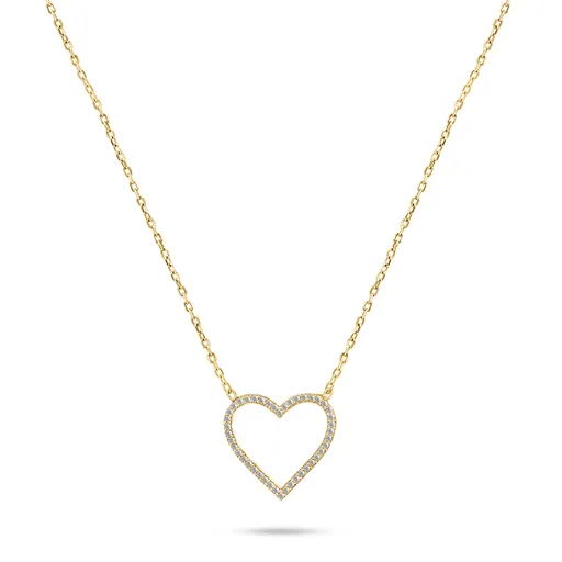 Brilio Silver Colier blând placat cu aur cu Inimă zirconi NCL35Y