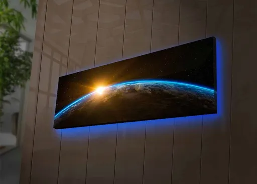 Tablou decorativ cu lumina LED, 3090NASA-018, 30 x 90 cm, Multicolor