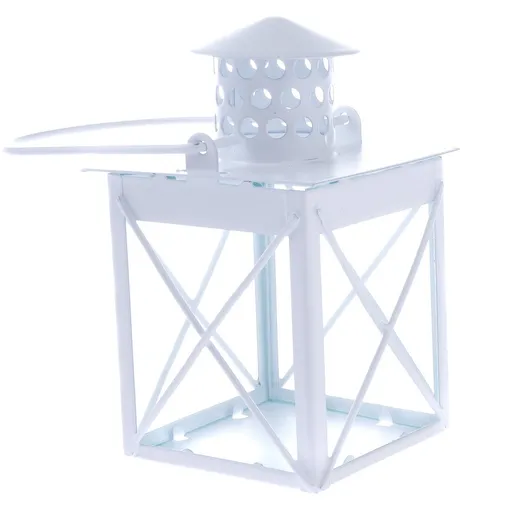 Felinar pentru lumânări, din metal Camille, alb ,7 x 10,5 x 7 cm, alb