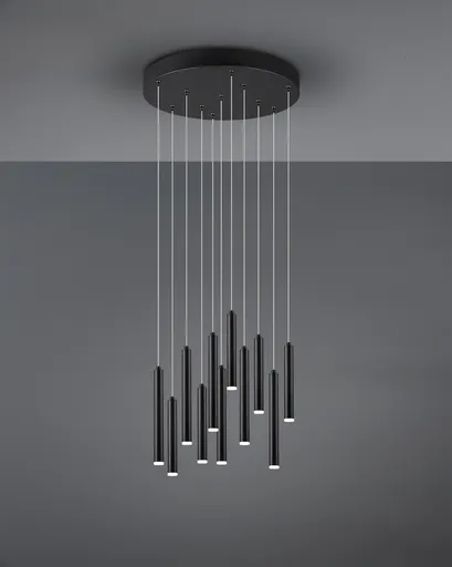 Lustra Tubular, TRIO, 40x150 cm, 2.8W, 11x SMD, metal, negru mat