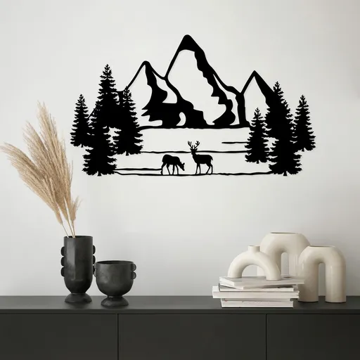 Decoratiune de perete, Landscape 5, Dimensiune: 40 x 70 cm, Negru