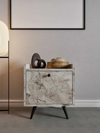 Noptiera, Hanah Home, Dopo, 50x55x40 cm, Marmura Ephesus