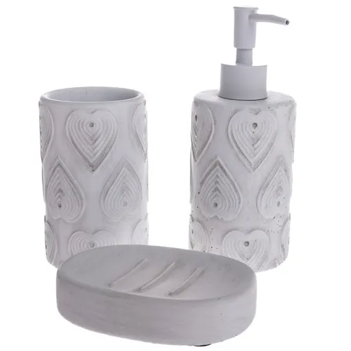 Set de accesorii de baie din ciment Lavabo 3 piese, alb