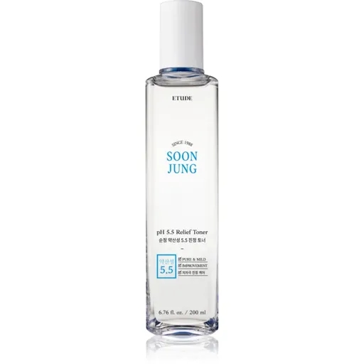 ETUDE SoonJung pH 5.5 Relief Toner tonic facial cu efect calmant pentru regenerarea și reînnoirea pielii 200 ml