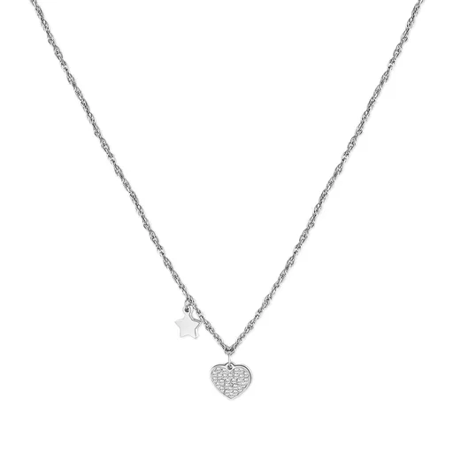 S'Agapõ Colier decent din oțel cu inimă Aurora SAR21