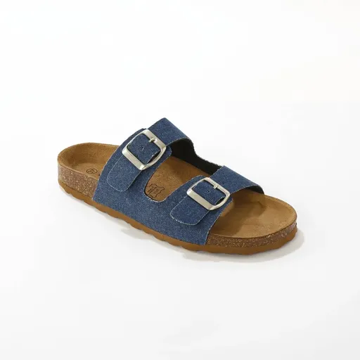 Papuci Denim cu curea dublă