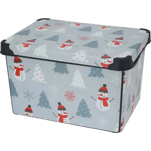 Cutie de depozitare cu capac Motiv de iarnă, 22 l,gri, 40x23x30cm, gri