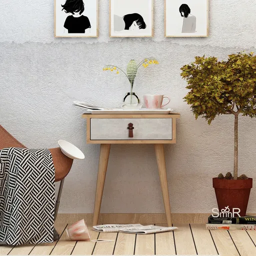 Bufet, Hanah Home, Astava, 40x65.6x35 cm, Stejar / Alb