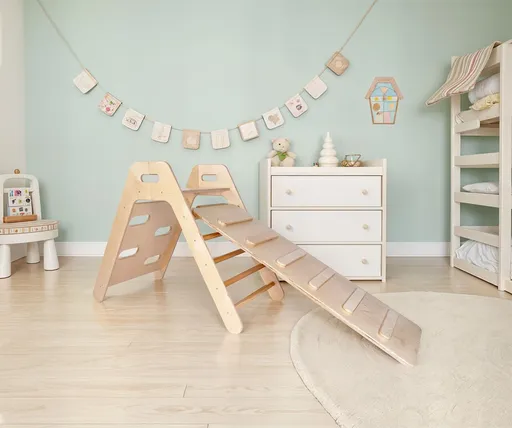 Set triunghi de catarare Pikler, Hanah Home, BLTYZ-AKTV058, Stejar