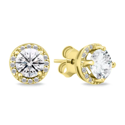 Brilio Silver Cercei strălucitori placați cu aur, cu pietre de zircon EA601Y