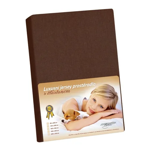 Cearceaf jersey cu elastan, maro, maro, 140 x 200 cm