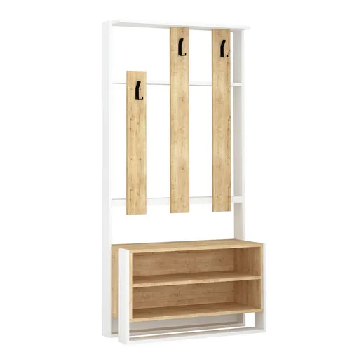 Cuier de perete cu raft pentru încălțăminteChester White and Oak, maro