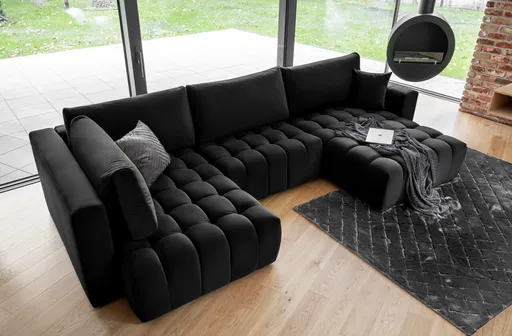 Coltar extensibil dreapta 6 locuri ELTAP, RT-10LO, Bonito, 350x175x92 cm, lemn/poliester, negru