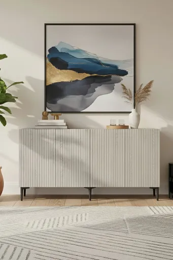 Consola, Hanah Home, Zeynep 150, 150x75x32 cm, PAL , Alb / Travertin