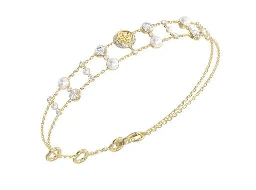 Guess Brățară dublă placată cu aur Tiny Pearly JUBB05512JWYG 18,4 cm