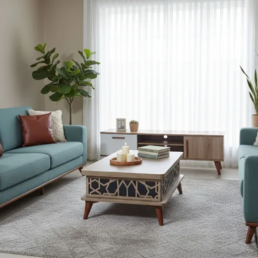 Masuta de cafea, Hanah Home, Ada, 90x38x60 cm, PAL, Albastru