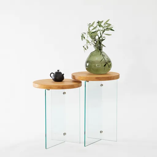 Set masute de cafea, Hanah Home, Serenity 2, Stejar / Transparent