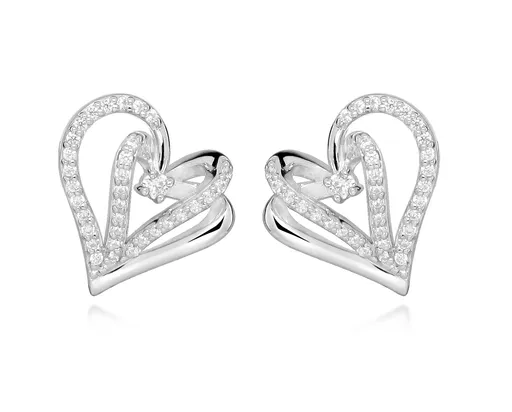 Silver Cat Cercei inimioare cu zirconii cubice Love & Infinity SC604