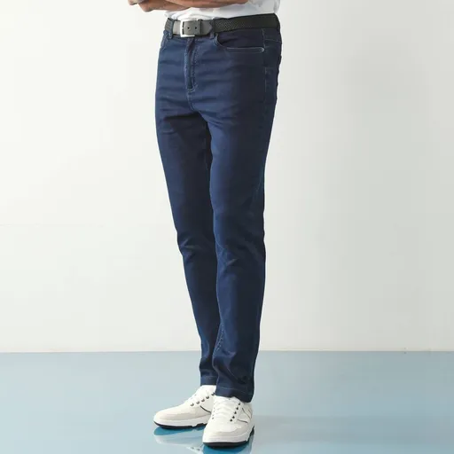 Blugi drepți cu 5 buzunare din denim elastic, dacă aveți sub 170 cm înălțime, lungimea interiorului 72 cm