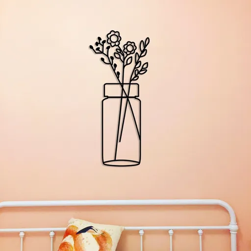 Decoratiune de perete, Flower 5, Dimensiune: 58 x 61 cm, Negru