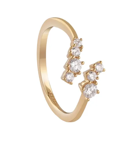 Guess Inel deschis placat cu aur cu zirconi Jardin JSBR04473JWYG 54 mm