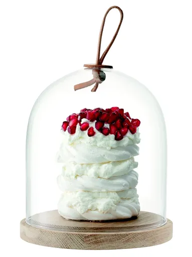 LSA International Capac din sticlă cu suport din lemn, LSA Ivalo, diametru 13 cm, Handmade