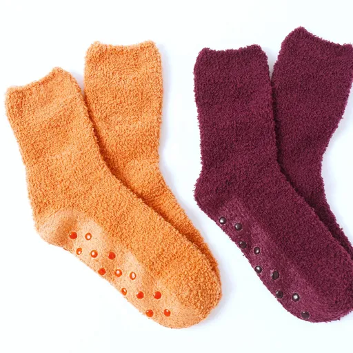 Set de 2 perechi de șosete antiderapante din burete buclat