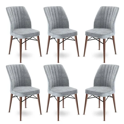 Set scaune 6 piese, Hanah Home, Flex, Gri/Maro