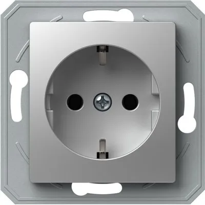 Ekonomik Priza SCHUKO 1P 16A ST IP20 Argint, TEM Modul TEM-VE10ESXO-B