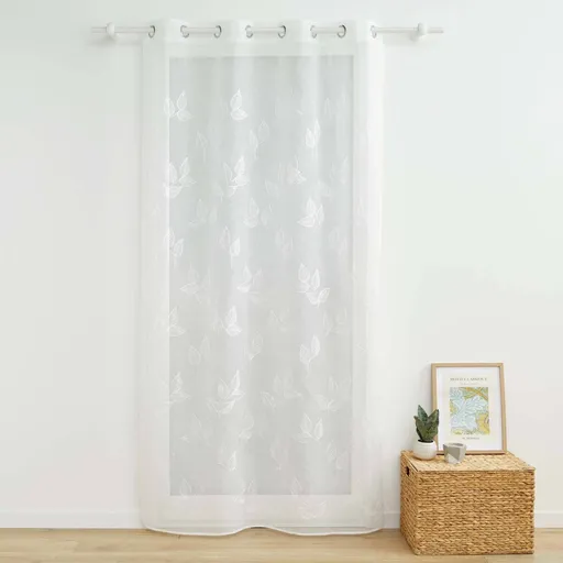 Perdea voal cu broderie de frunze