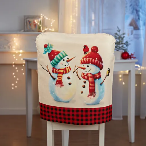 2 huse pentru spătarul scaunului Om de zăpadă