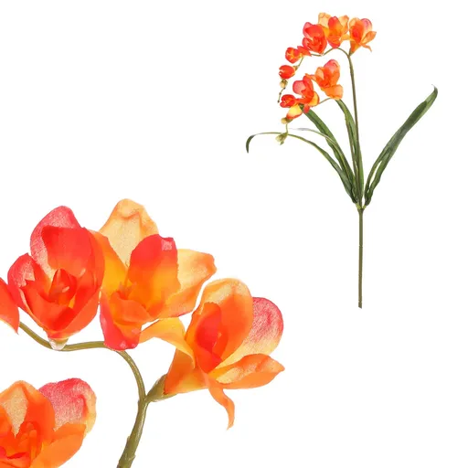 Floare artificială Frezie, portocaliu, 15 x 5 x 60cm, portocaliu