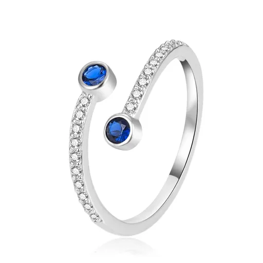 Agato Inel modern deschis din argint cu zirconii AGT-R61BL 57 mm