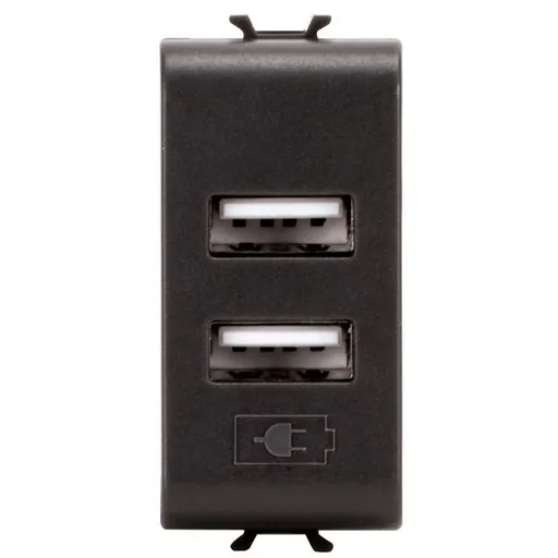 Sursa de alimentare 2xUSB 1 modul Gewiss Chorus GW12450, negru satin