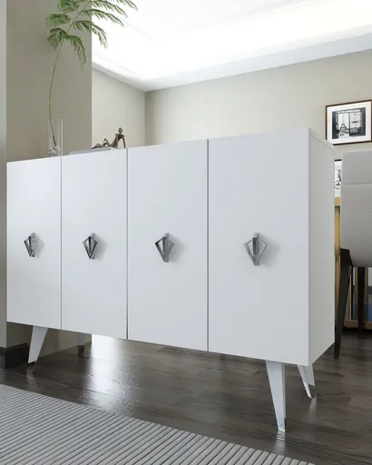 Consola, Hanah Home, 8163KM-32, 120x80x29.6 cm, PAL , Alb / Argintiu