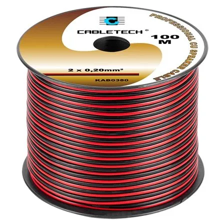Cablu difuzor din cupru, 2 x 0.2 mm2, culoare negru-rosu, rola 100m KAB0380