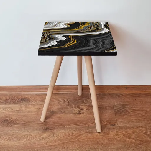 Masuta, Hanah Home, Shp74, 35x42x35 cm, Negru / Auriu / Alb